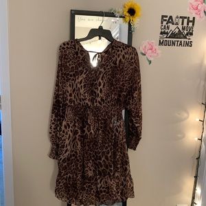 Leopard Print Ruffle Dress